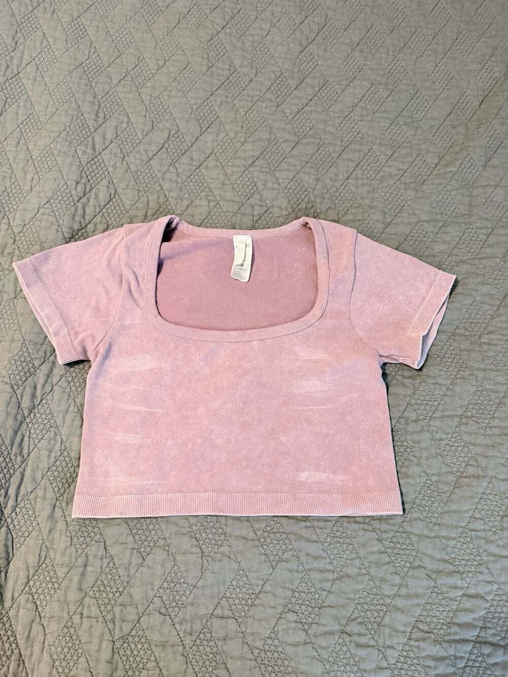 New Mix Classic Square Neck Short Sleeve Ribbed Crop Top M/L

AD